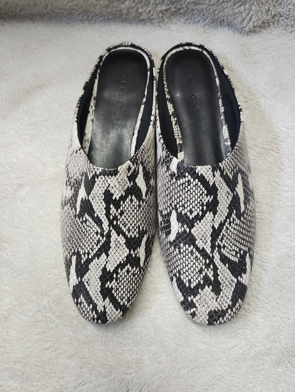 • Aerosoles Mya Leather Mules Women's 6M Slip On Snake Print OrthoLite Cushion - Picture 3 of 8